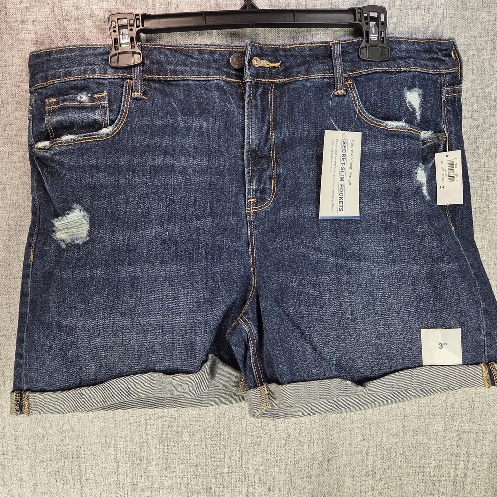 Old Navy Shorts Woman's Size 14 Blue Denim High Rise Secret Slim Pockets NWT